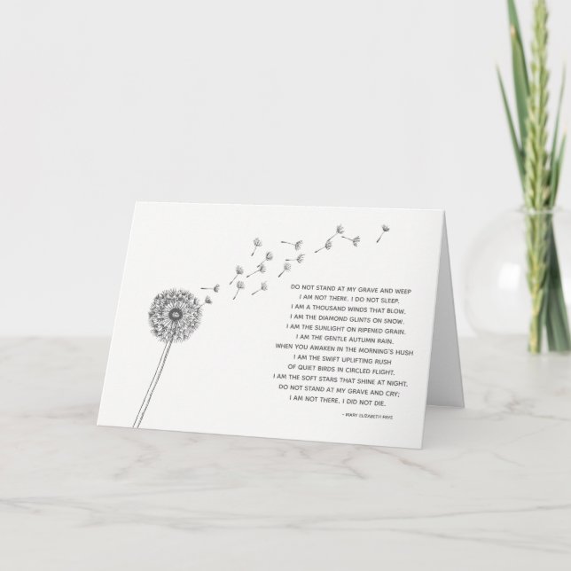 Dandelion Sympathy Card für den Verlust Karte (Vorderseite)