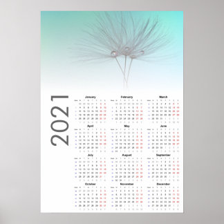 Dandelion Uhren Kalender 2021 Poster