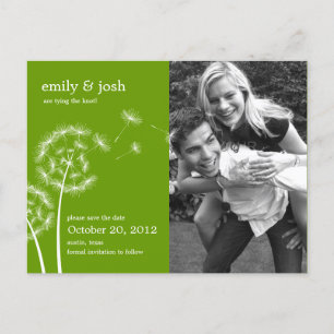 Dandelion Wish Foto Save the Date (grün) Ankündigungspostkarte