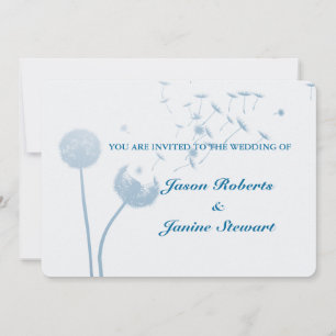 Dandelion wünscht Hochzeit auf weich Aquamarin Einladung