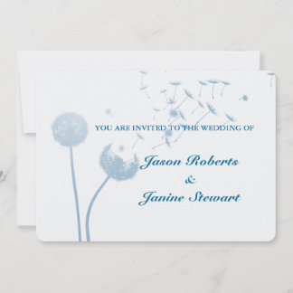 Dandelion wünscht Hochzeit auf weich Aquamarin Einladung