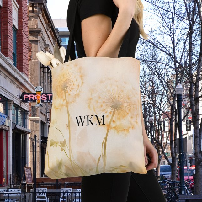Dandelion wünscht Monogram Tasche (Von Creator hochgeladen)