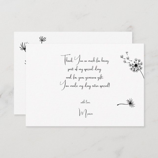 Dandelion zum ersten Geburtstag Dankeskarte (Vorne/Hinten)