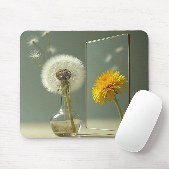 Dandelionentransformation, die in einem Spiegel re Mousepad (Mit Mouse)
