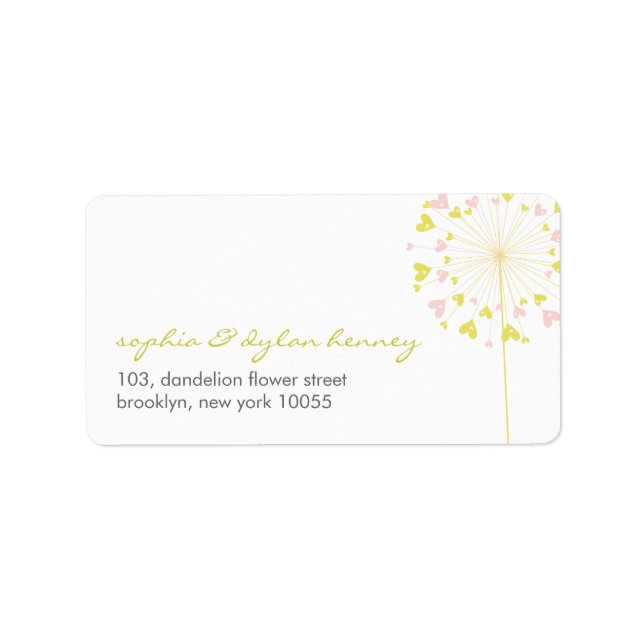 Dandelions Aimer mignon Mariage été Étiquettes de  (Devant)