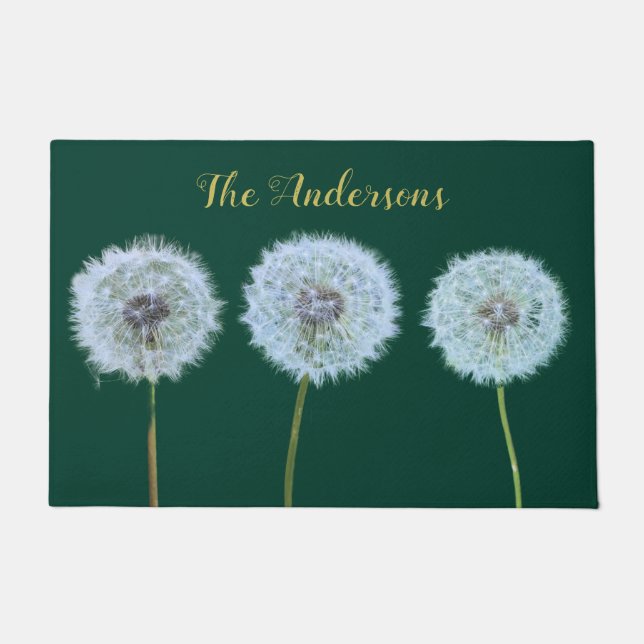 Dandelions Dandelion Uhren Grün Personalisiert Fußmatte (Vorderseite)
