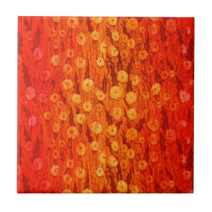 Dandelions Field Summer Blume Red Orange Ombre Fliese