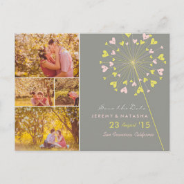Dandelions Liebe Herz 4 Multi-Foto Save the Date Ankündigungspostkarte