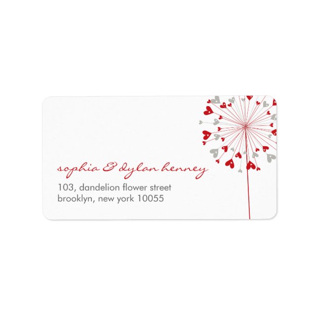 Dandelions Liebe Niedliche Sommer-Hochzeitsplattfo Adressaufkleber (Vorne)