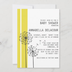 Dandelions Retro Jaune Baby shower Invitation