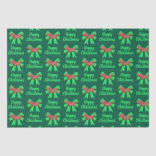 Dandie Dinmont Christmas Dog & Green Bow Green Seidenpapier
