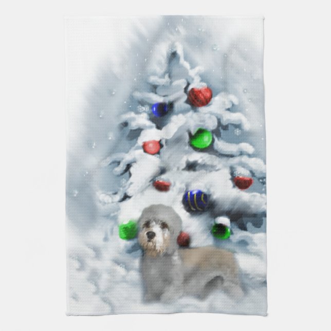 Dandie Dinmont Christmas Geschirrtuch (Vertikal)