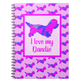 Dandie Dinmont Dog Lover Pink & Blue Silhouette Notizblock