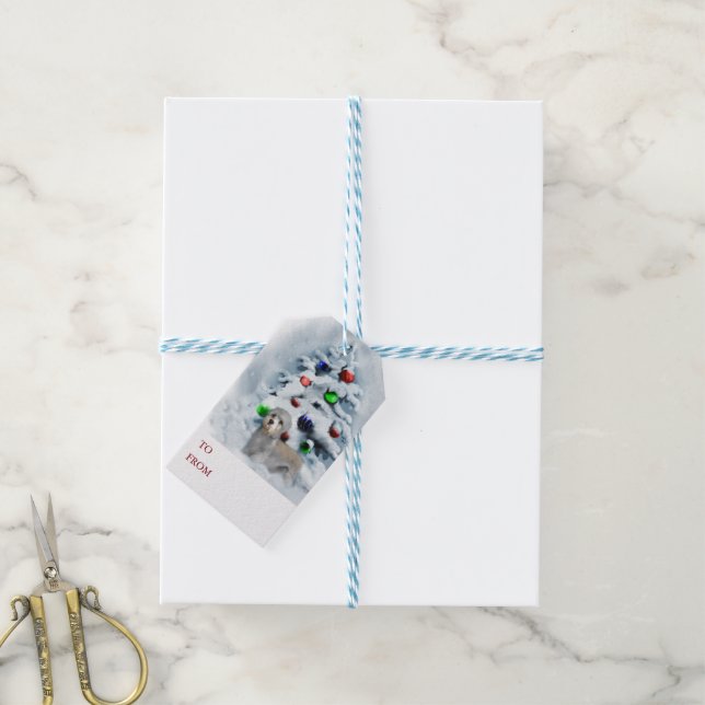 Dandie Dinmont Terrier Christmas Geschenkanhänger (Mit Garn)