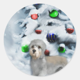 Dandie Dinmont Terrier Christmas Runder Aufkleber
