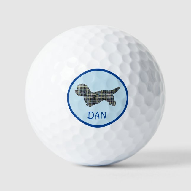 Dandie Dinmont Terrier Dog Silhouette Grid Golfball (Vorderseite)