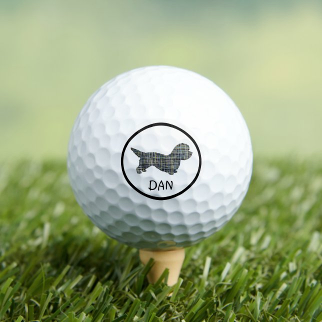 Dandie Dinmont Terrier Dog Silhouette Mono Grid Golfball (Insitu T-Shirt)