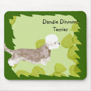 Dandie Dinmont Terrier ~ Grün-Blätter-Entwurf Mousepad