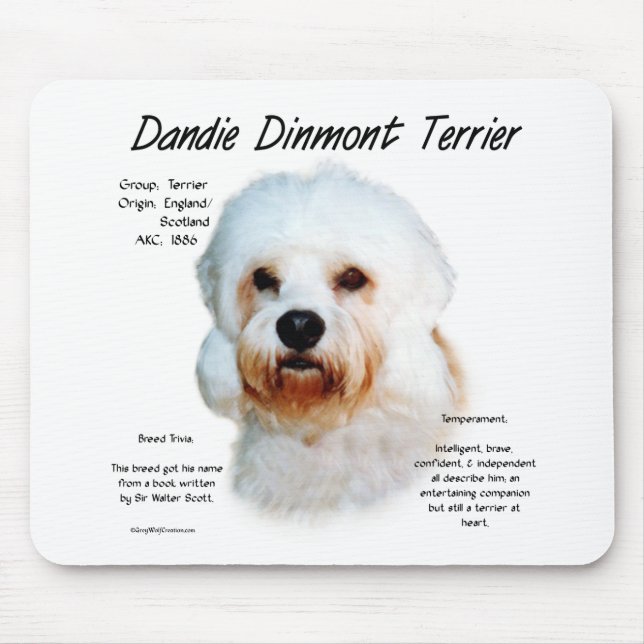 Dandie Dinmont Terrier Historisches Design Mousepad (Vorne)