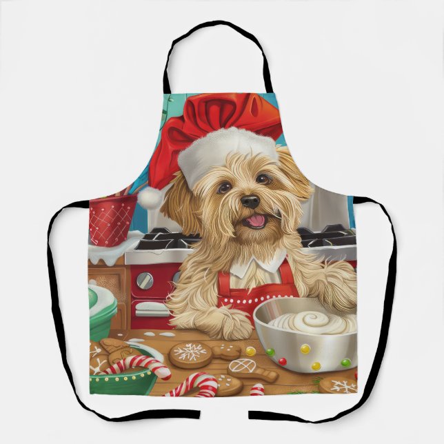 Dandie Dinmont Terrier Holiday Baking: Weihnachten Schürze (Vorderseite)
