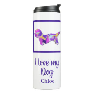 Dandie Dinmont Terrier Hund Silhouette LilaPY&B Thermosbecher