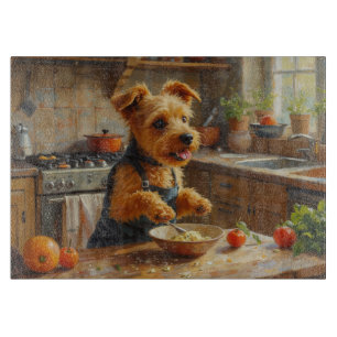 Dandie Dinmont Terrier Kochen in der Küche Schneidebrett