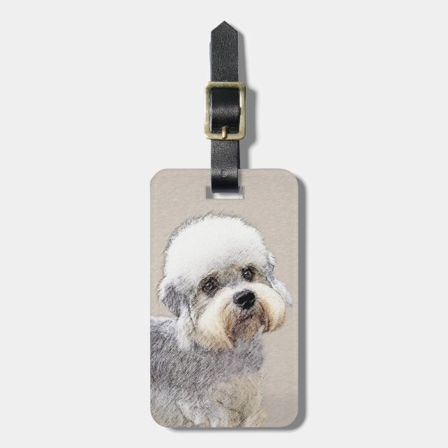Dandie Dinmont Terrier Malerei Original Hund Kunst Gepäckanhänger (Vorderseite vertikal)