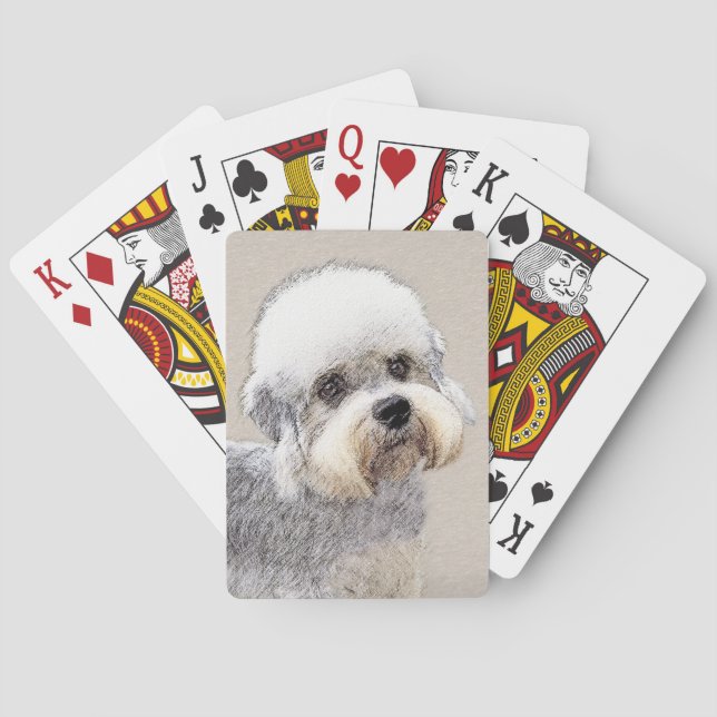 Dandie Dinmont Terrier Malerei Original Hund Kunst Spielkarten (Rückseite)