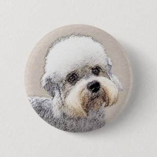 Dandie Dinmont Terrier Painting Original Dog Art Button