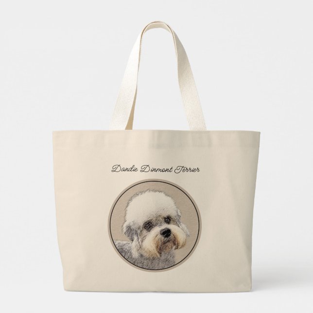 Dandie Dinmont Terrier Painting Original Dog Art Jumbo Stoffbeutel (Rückseite)