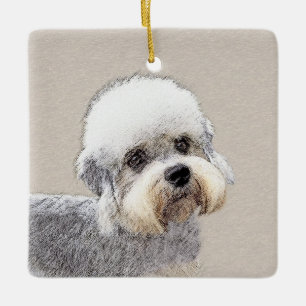 Dandie Dinmont Terrier Painting Original Dog Art Keramikornament