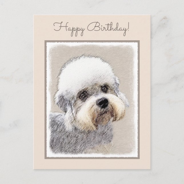 Dandie Dinmont Terrier Painting Original Dog Art Postkarte (Vorderseite)
