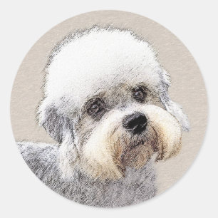 Dandie Dinmont Terrier Painting Original Dog Art Runder Aufkleber