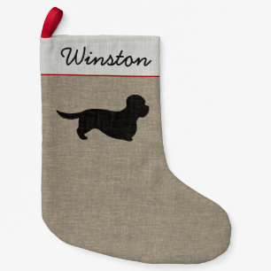 Dandie Dinmont Terrier Silhouette Custom Holiday Kleiner Weihnachtsstrumpf