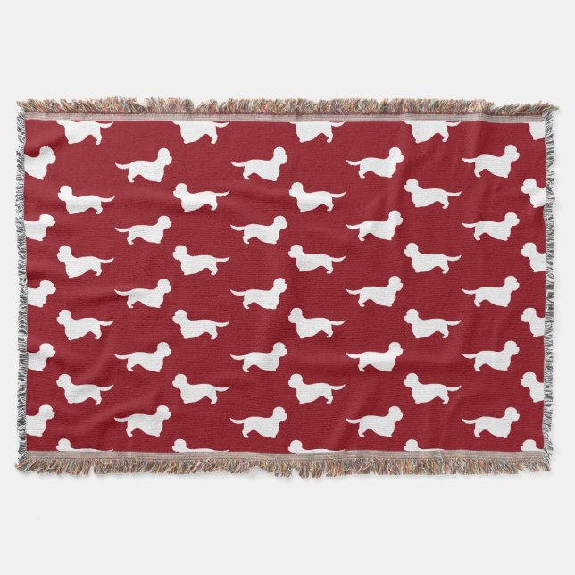 Dandie Dinmont Terrier-Silhouette-Muster-Rot Decke (Vorderseite)