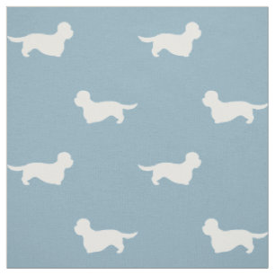 Dandie Dinmont Terrier Silhouetten Blau und Weiß Stoff