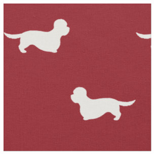 Dandie Dinmont Terrier Silhouetten Rot und Weiß Stoff