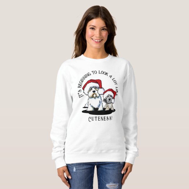 Dandie Dinmont Terrier Sweatshirt de Noël (Devant entier)