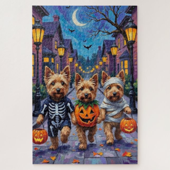 Dandie Dinmont Terrier Trick-or-Treating Halloween (Vertikal)