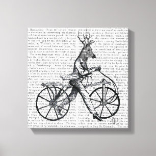 Dandy-Hirsch auf altem Fahrrad Leinwanddruck