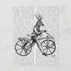 Dandy-Hirsch auf altem Fahrrad Postkarte