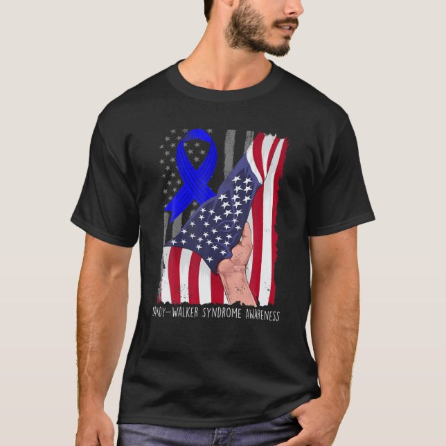 Dandy-Walker Syndrome Awareness American Flag Blue T-Shirt (Vorderseite)