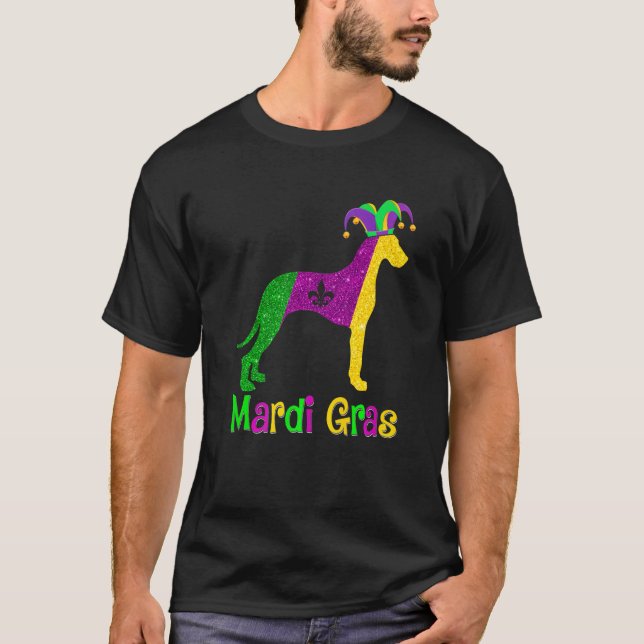 Dane Dog Lover Mardi Gras Carnival Jester Premium T-Shirt (Vorderseite)