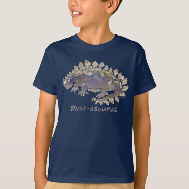 Dane-osaurus-Cartoon Dinosaur-T - Shirt (Vorderseite)