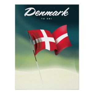 Danemark "À skier" poster Voyage