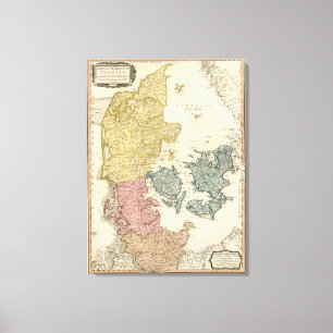 Dänemark-Atlas-Karte Leinwanddruck