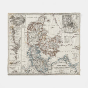 Dänemark-Atlas-Karte mit 5 Einfügungskarten Fleecedecke