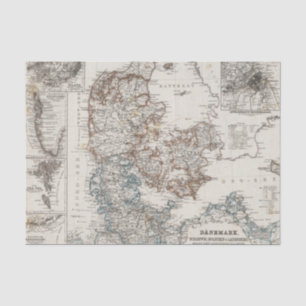 Dänemark-Atlas-Karte mit 5 Einfügungskarten Seidenpapier
