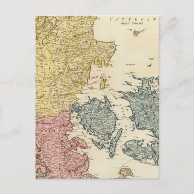 Dänemark Atlas Map Postkarte (Vorderseite)