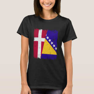 Dänemark Bosnien und Herzegowina Halbe Flagge T-Shirt